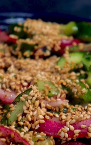 A close up of some food on the table